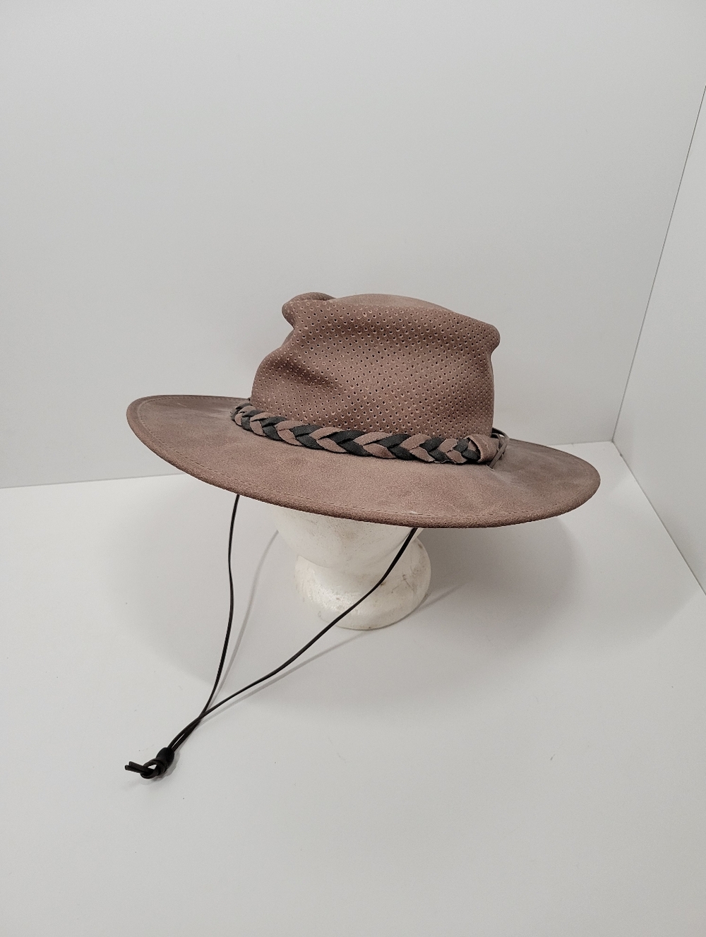 Minnetonka Brown Leather Fold Up Hat Size- Large
